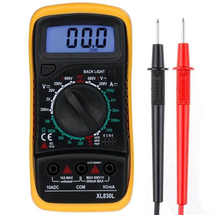 Multimètre Numérique Mini Multimètre Digital XL830L Testeur de Pile Courant Tension avec Ecran