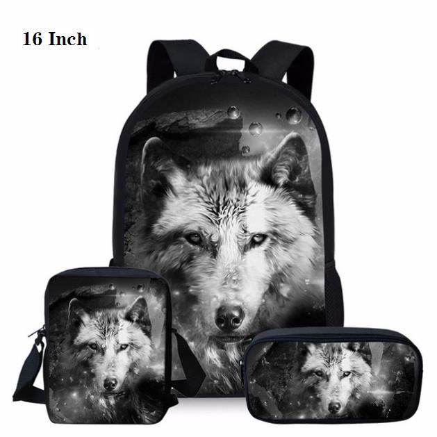 Faambi)16 Pouces Loup Sac à Dos Sac d'école Primaire Cartable