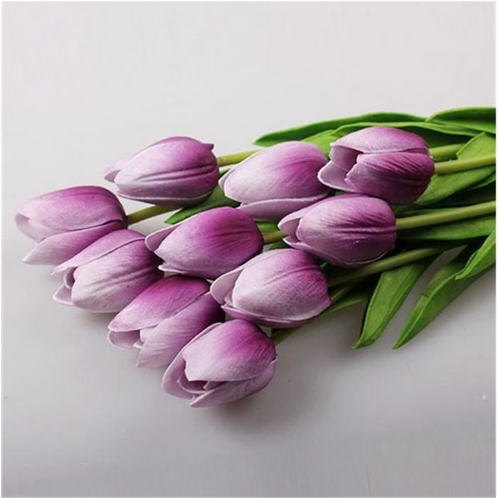 Tulipe violette m-blanche - Bouquet de tulipes artificielles de jardin, 10  pièces, Bouquet de tulipes au touc - Cdiscount Maison