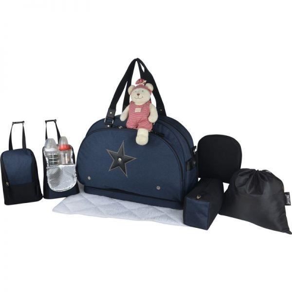 BABY ON BOARD Sac grand format Week End Team Moonlight - bleu denim/noir