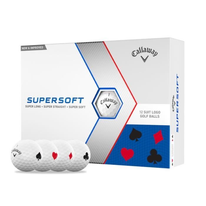 Boite de 12 Balles de Golf Callaway Supersoft Blanche Poker Suits