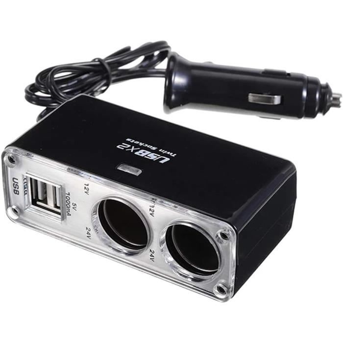 Adaptateur Double Allume-cigare 12V/24V - Prise Double Pour Voiture, Camion, Camping-car