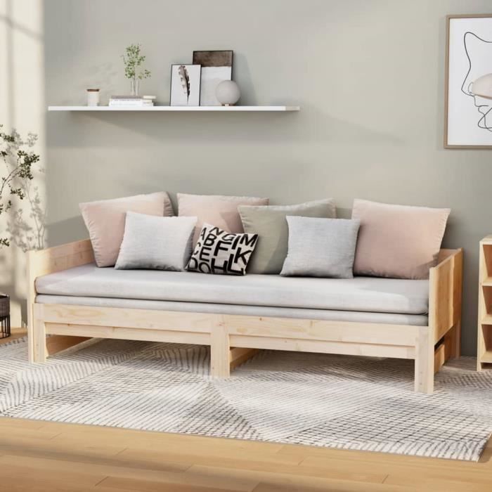 FAMIROSA Lit Coulissant Bois de pin solide 2x(90x190) cm-0262