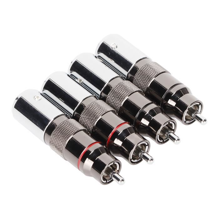 X10 Prise RCA Male Plaqué Or à Souder Rouge et Noire Stéréo Fiche Connecteur Soudure - ADAPTOUT Marque FRANÇAISE