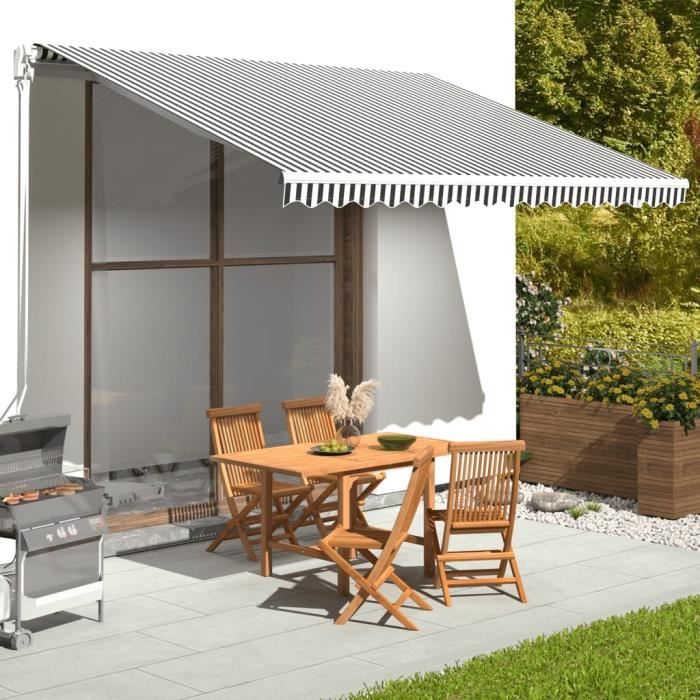 Toile Store Terrasse Anthracite - Tissu Rechange Auvent Rétractable 2x1.5m à 5x1.5m - Résistant UV/Pluie