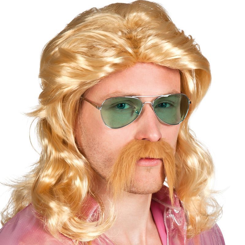 Perruque - Barry avec moustache - Homme - Blond - Jaune - Intérieur