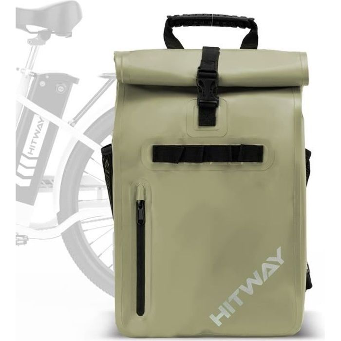 Sacoche Polyvalent de Vélo 3 en 1 - HITWAY - 29L - Vert kaki