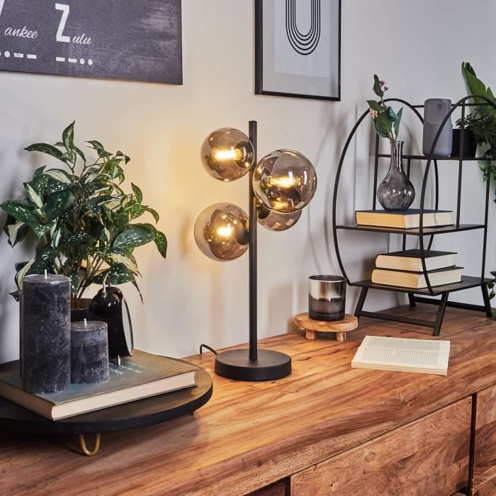 »Isorella« lampe de table en métal/verre noir/fumée ampoule(s) non incluse(s) »Isorella« lampe de table en métal/verre noir/fumée ampoule(s) non incluse(s)