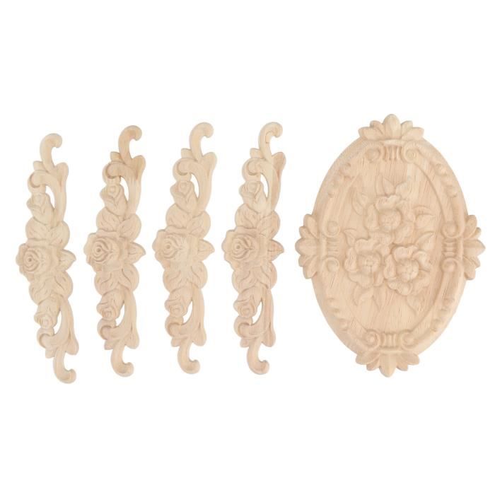 8 Pièces Moulures Bois Sculpté Style Vintage - Décor Meubles, Portes, Fenêtres | DIY Décoration Maison