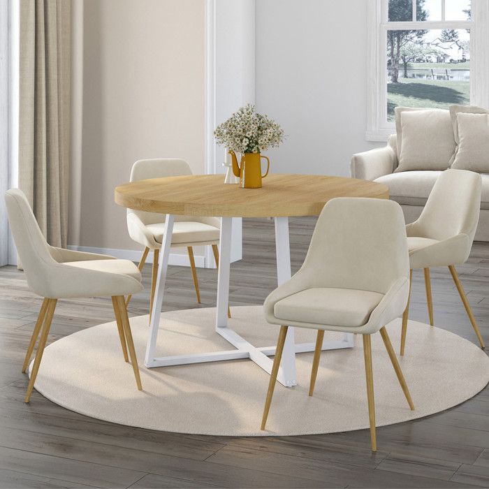 IDMARKET Lot de 4 chaises de salle à manger THALYA en velours beige