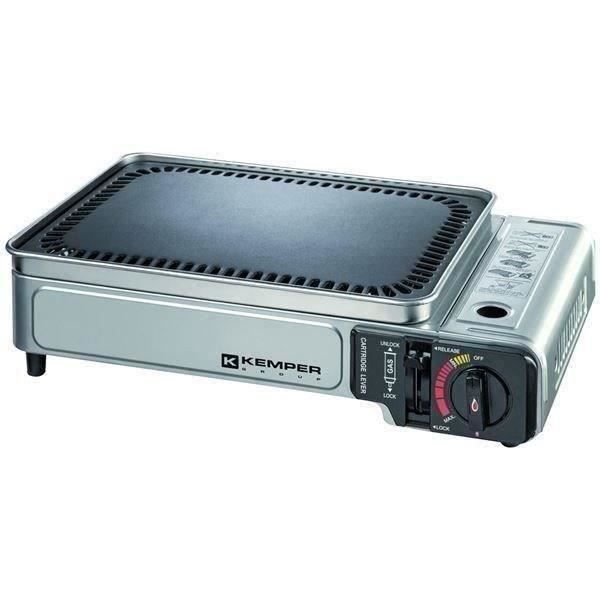 Plancha gaz portable 2300W Kemper plaque anti adhésive + Valise de transport