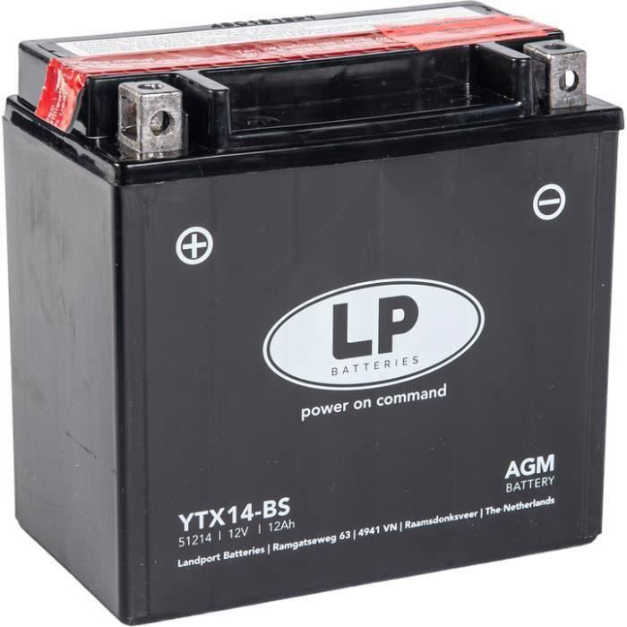 Batterie Quad - SYM QUADRAIDER 600 de 2007 à 2014 YTX14-BS étanche AGM 12Volts 12Ah