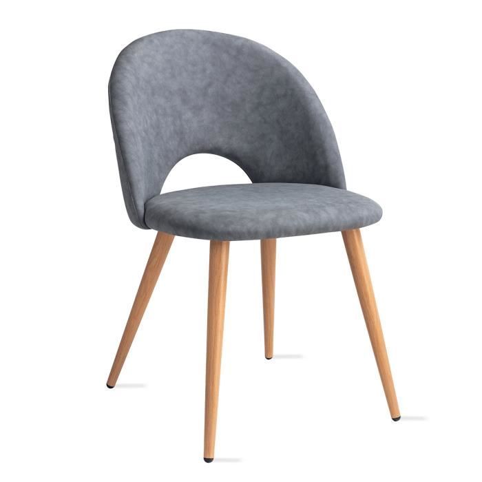 mc haus · luna grise x2 · lot de 2 chaises rembourrées de style nordique avec dossier rembourré. mesure 49x46x76 cm.