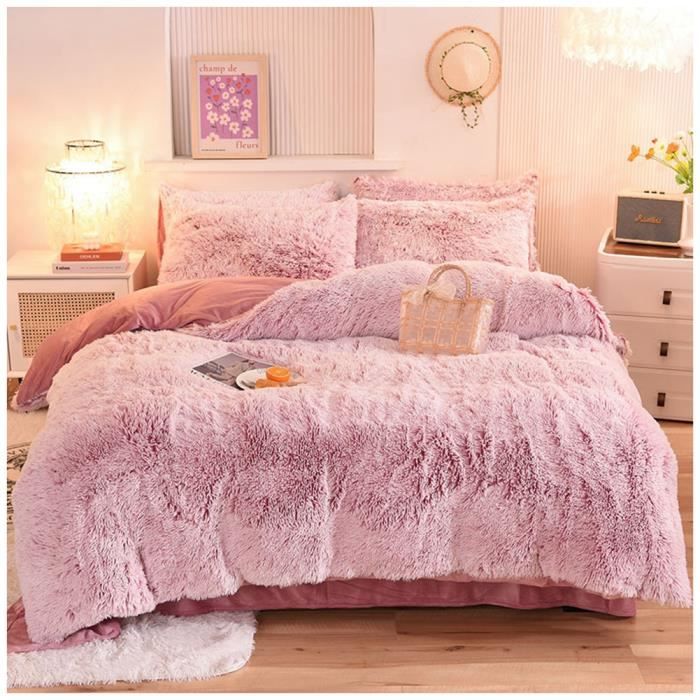 200*230cm - 4 Pièces Set de Housses de Couettes en Fausse Fourrure