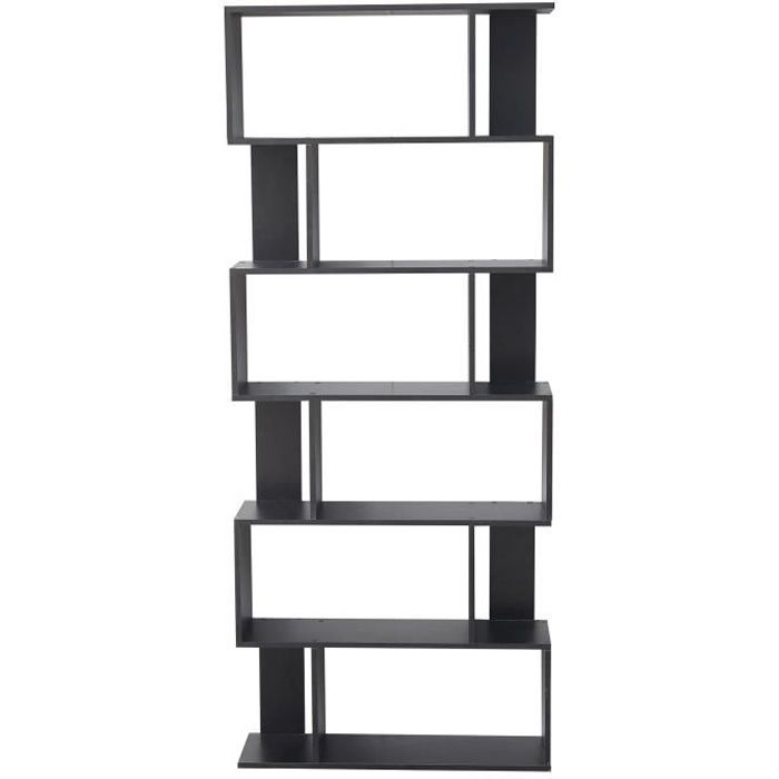 etagère bibliothèque moderne bois noir 6 etagères - mobili rebecca - re6022 - 190x60x24 cm