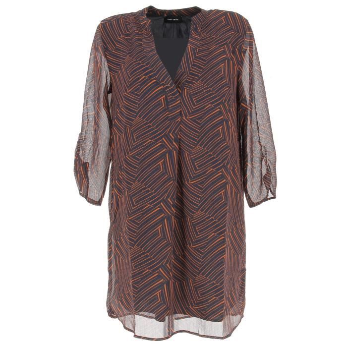 Robe R kary Teddy Smith Femme Bleu Col en V Look citadin Bleu Cdiscount Pret a Porter