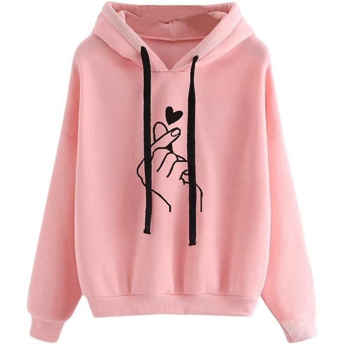 Sweat capuche femme rose deals