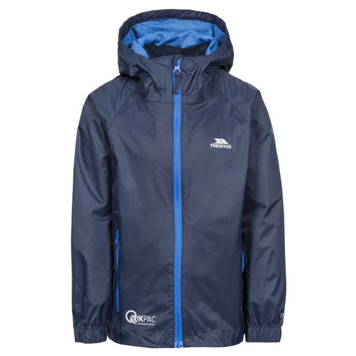 Veste imperméable pliable - TRESPASS - Qikpac - Bleu - Imperméable 5 000 mm - Respirant 5 000 MVP