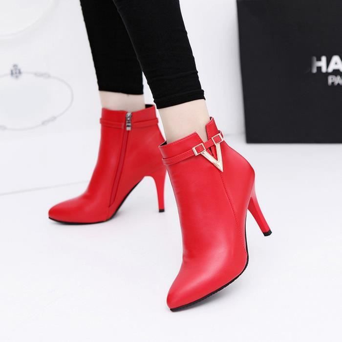 bottines talons aiguilles rouge