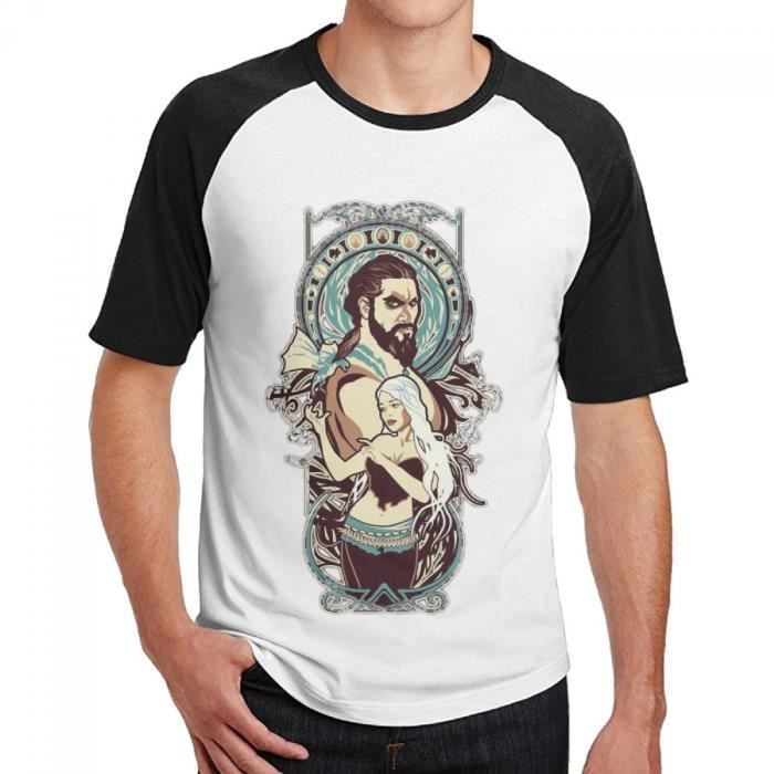 Khal Drogo Daenerys Targaryen Game Of Thrones Homme Col Rond Coton Manche Courte T Shirt De Baseball Noir Achat Vente T Shirt Cdiscount
