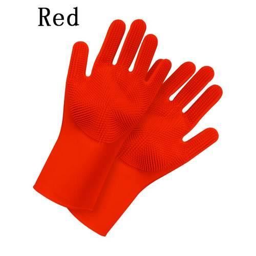 gants de lavage de vaisselle en silicone - rouge - 2 paires - qualité alimentaire - résistants à la température