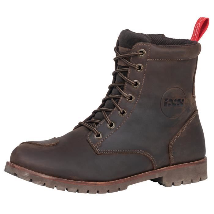 bottes moto ixs classic oiled leather - marron brun - 48