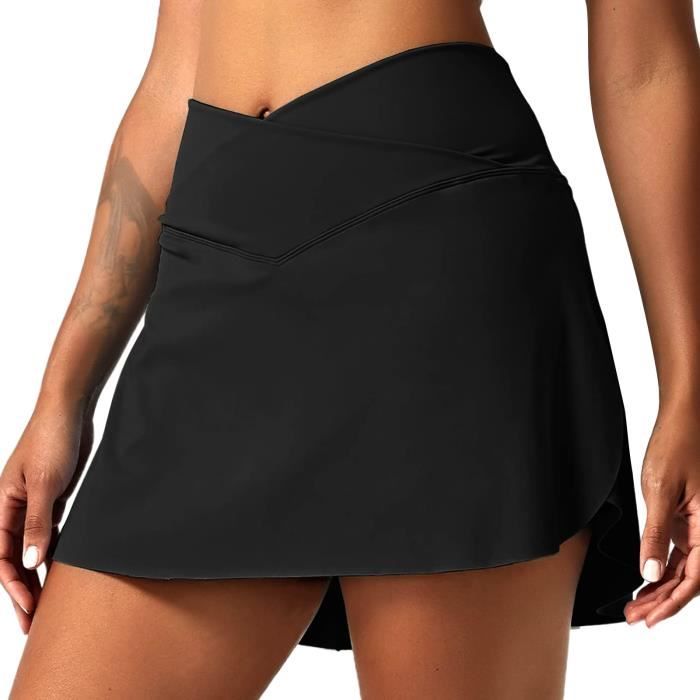 AMOUNE Jupe pour femme Jupe de course Mini jupe de course noir