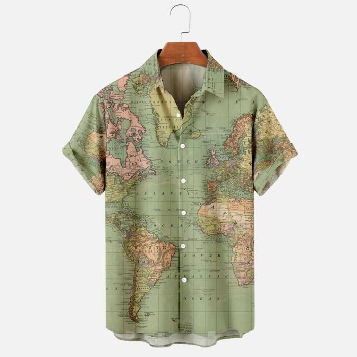 Chemise Huk Fishing Homme 3XL Grise - Manches Courtes, Imprimé Poisson, Légère