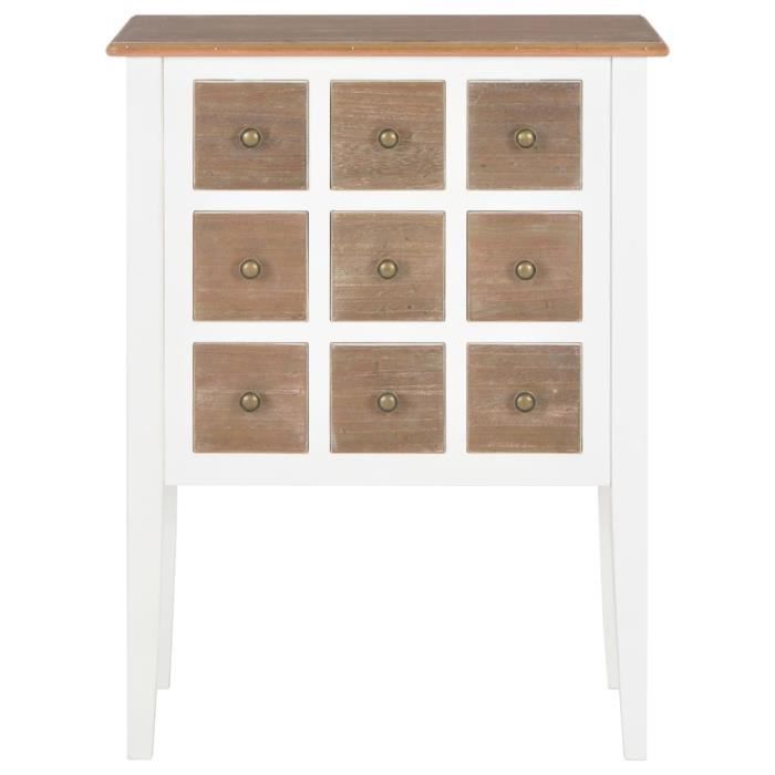 meuble enfilade ovonni - jim - bois massif - blanc - 54 x 30 x 80 cm - porte et tiroir