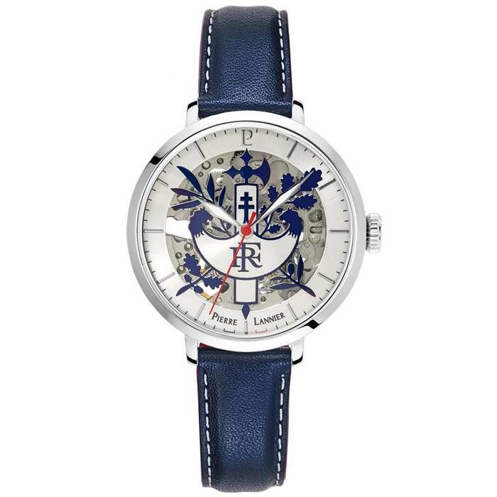 Automatique Femme ÉLYSÉE Argenté Cadran Soleillé Argenté Bracelet Cuir Bleu 14M Automatique Femme ÉLYSÉE Argenté Cadran Soleillé Argenté Bracelet Cuir Bleu 14M
