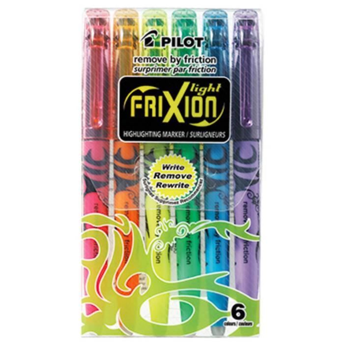 Subrayador Borrable Rotuladores Fluorescentes Pilot FriXion Light - Pack 6 Colores Neon Con Borrador Frixion Light Fluorescentes