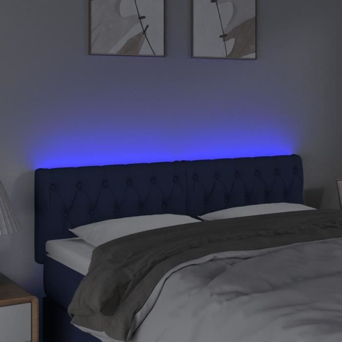 Tête de lit à LED Bleu foncé 160x7x78/88 cm Velours - Tête De Lit Led