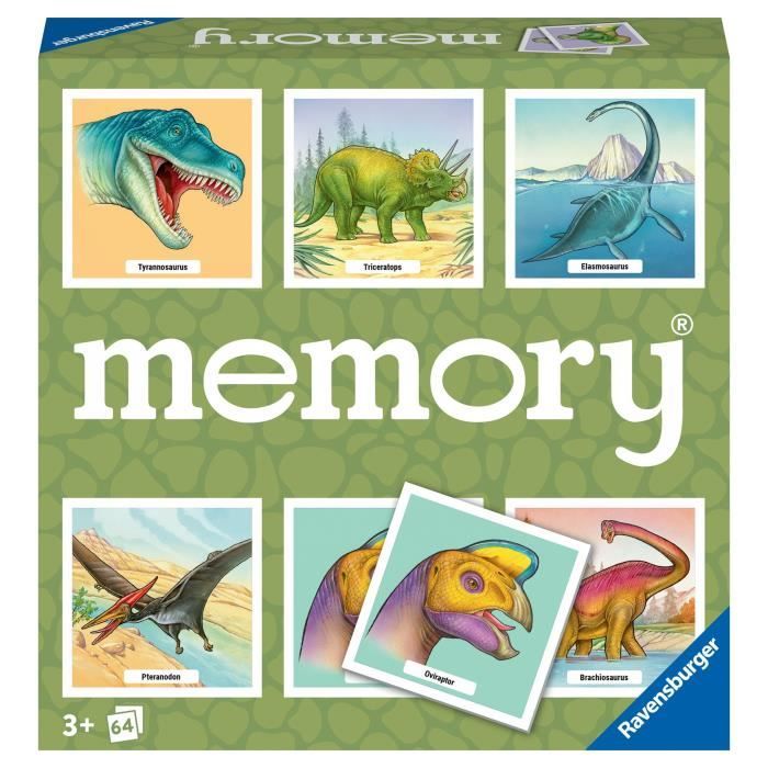 Ravensburger - Jeu Educatif - Grand Memory - Dinosaures - Jeu de Paires et de mémoire - 64 Cartes -