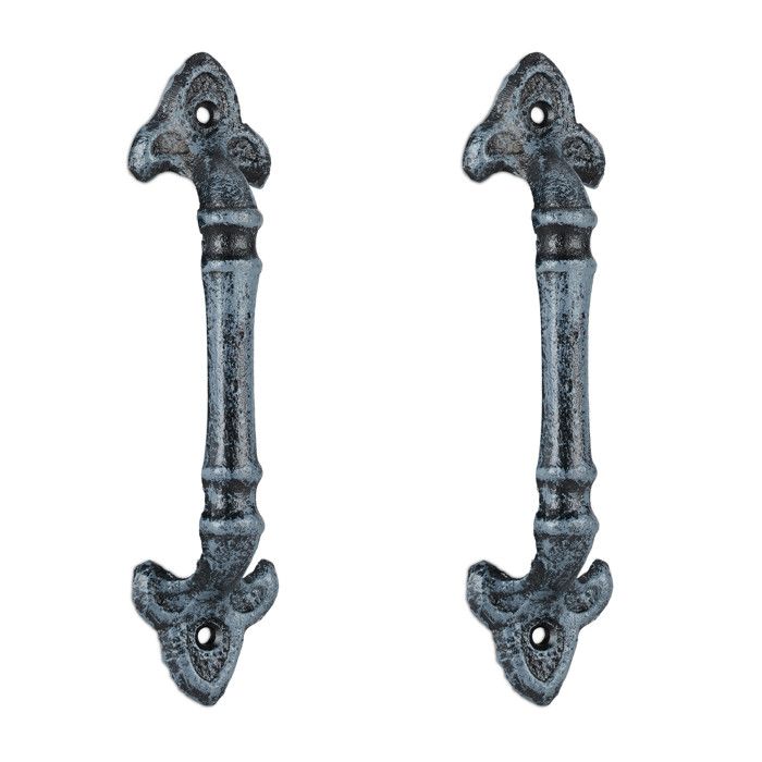 Relaxdays Poignée de meuble vintage lot de 2 pour portes armoires & tiroirs fonte de fer 20 cm de long gris