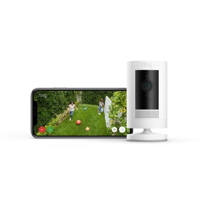 Ring Caméra extérieure sans fil Stick Up Cam | Caméra de surveillance wifi HD sur batterie audio bidirectionnel détection de mouvements fonctionne avec Alexa | Essai Ring Home gratuit 30 j.
