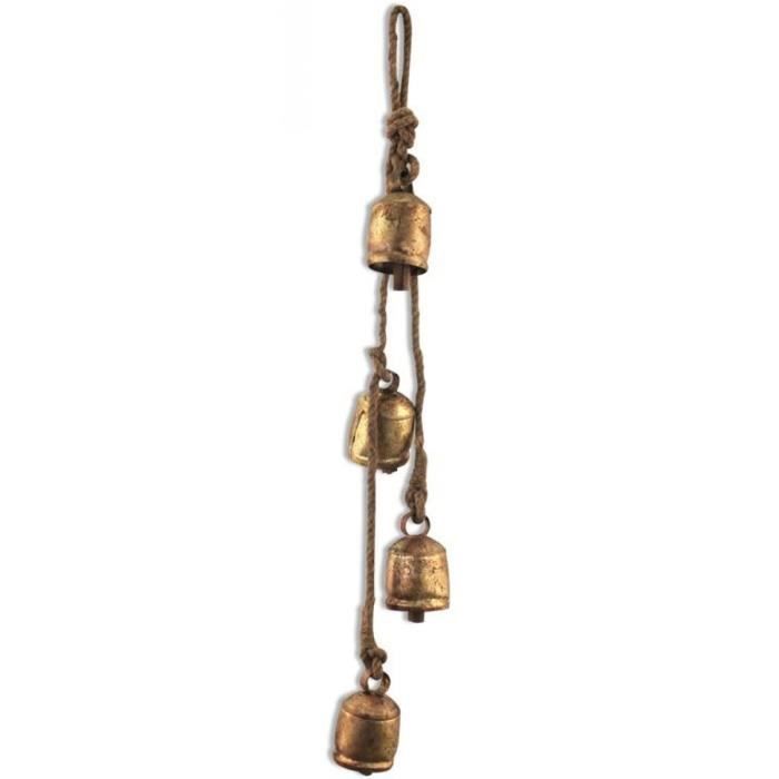 Ensemble De 3 Cloches Décoratives Dorées Rustiques - Avec Corde, Pour Décoration De Noël (arbre, Porte, Intérieur) - 12
