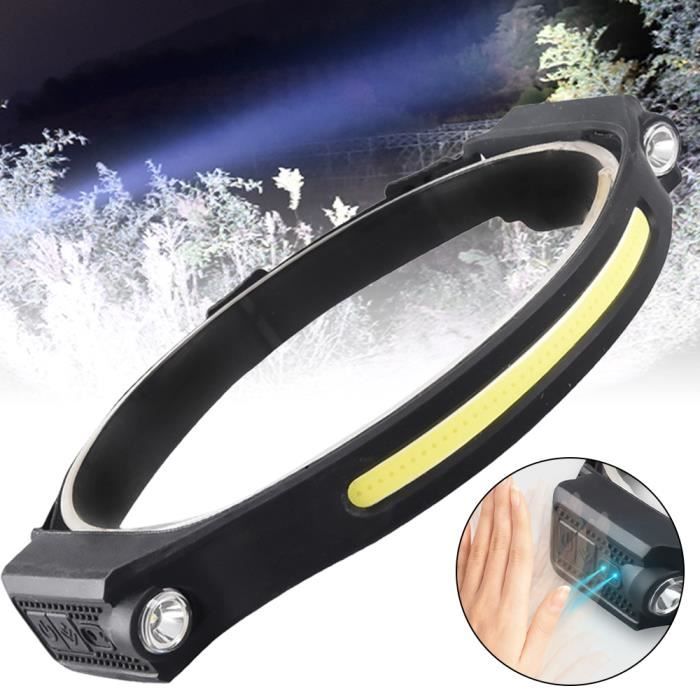 Lampe Frontale LED, Rechargeable USB Phare LED Puissante avec 5 Modes d'Éclairage, Détecteur de