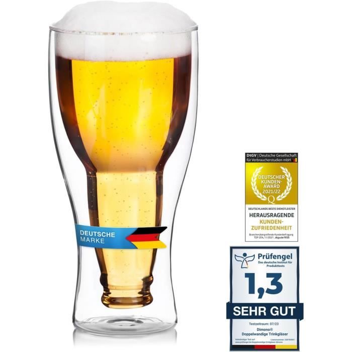 Set De 2 Verres à Bière Double Paroi Creano - 500ml, Isolation Thermique - Effet Flottant