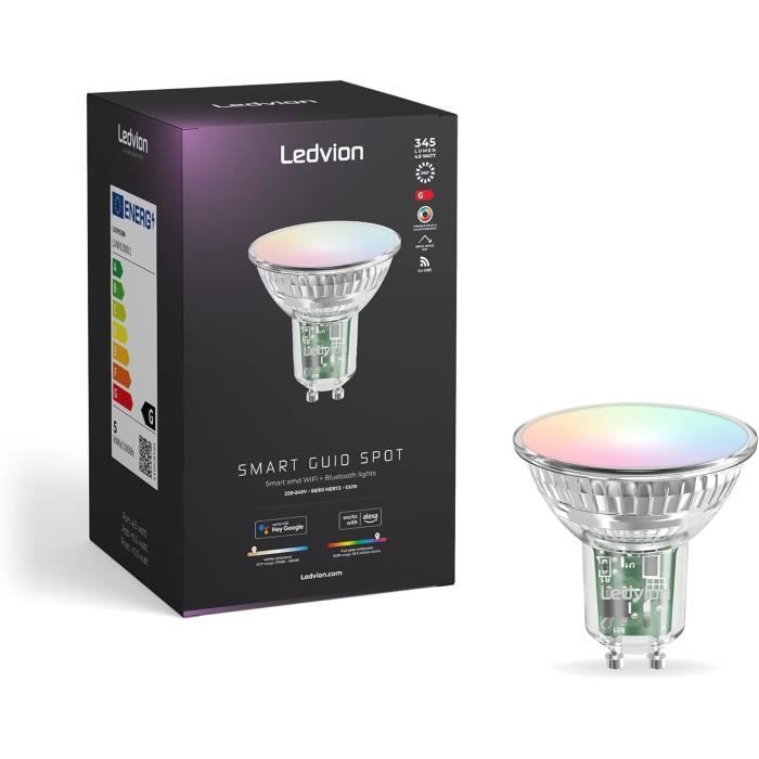 Ampoule Connectée Wifi Gu10,Rgbw Led Smart Ampoule, Compatible Avec Alexa-Google Home, 5W=50W