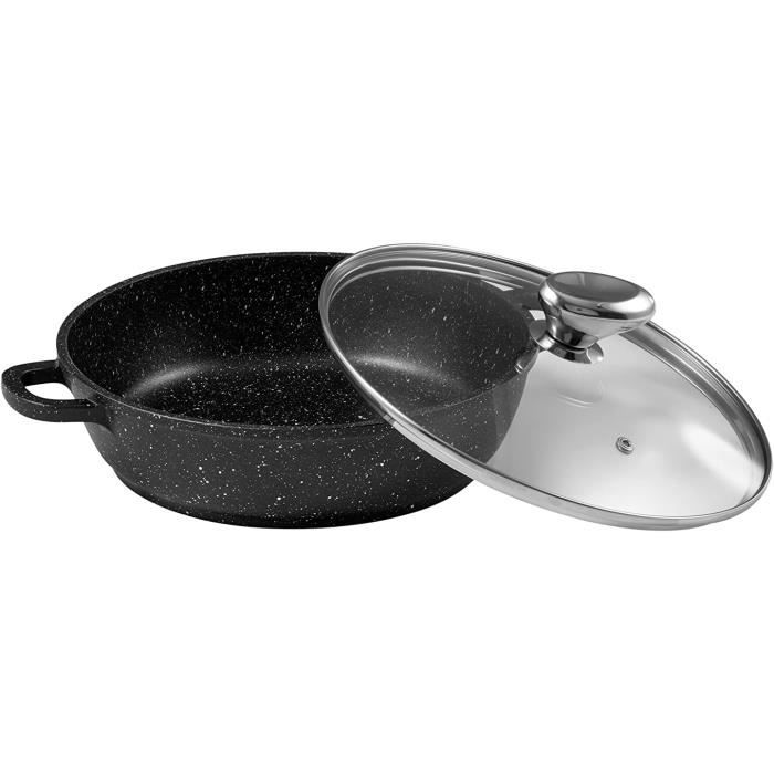 Mijoteuse Induction 22cm - Fonte Aluminium, Anti-adhésive, Couvercle Verre, Sans PFOA