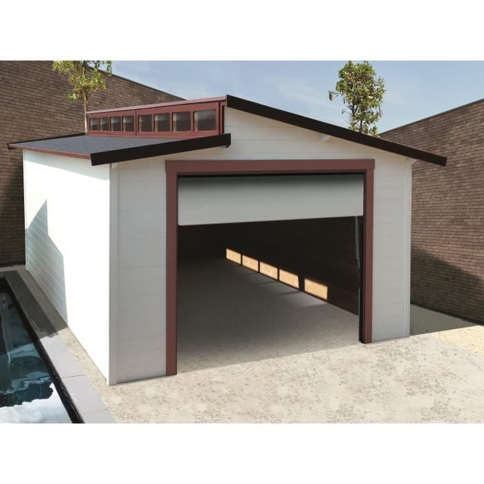 Garage en bois SOLID Torino 570x360cm - porte sectionnelle automatisée - 28mm - marron
