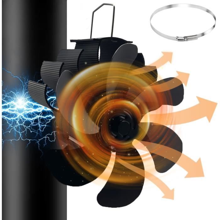 Ventilateur De Cheminée Magnétique 4 Pales, Sans électricité, 50-350°C, Noir - NEUF