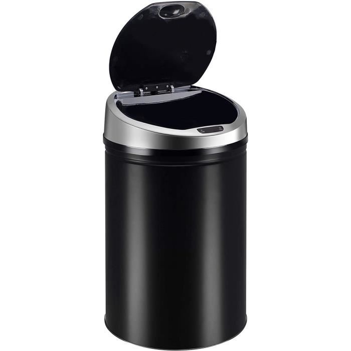 Poubelle Sensorielle Five Stars 60L - Inox - Ouverture Automatique - Couvercle Soft Close - Noir
