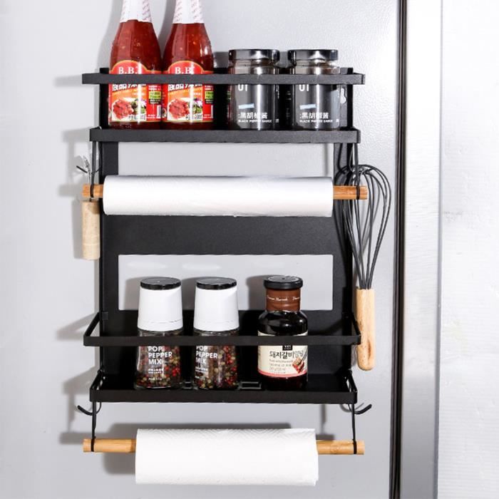 SUPFINE Étagère À Épices Mural Étagère Réfrigérateur Magnétique En Inox  Support De Rangement Avec 4 Crochets Pour La Cuisine - Cdiscount Maison