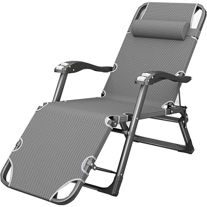 Chaise Longue De Jardin Pliable - Capacité 160kg, Dossier Réglable, Coussin Amovible - Noir, Pour Terrasse, Plage