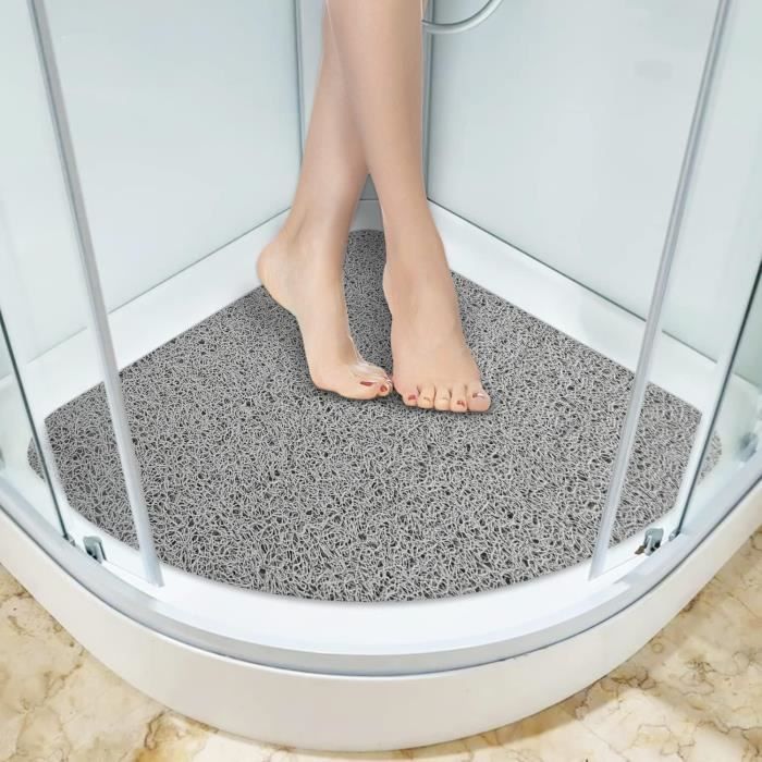 Tapis De Douche Orange En PVC Antidérapant - Texture Loofah, Séchage Rapide, Trous De Drainage, 60x100 Cm