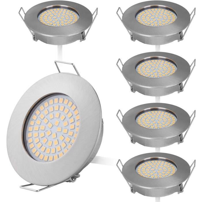 6x Spot à Encastrer LED Chrome 3 Watts Blanc Froid Rond 230V
