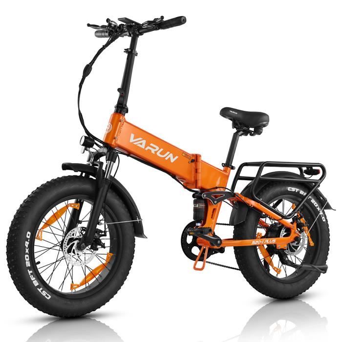 VARUN Vélo électrique pliable - 48V 500W 13AH - Vitesse maximale 40KM/H - Autonomie maximale 100KM - Shimano 7 vitesses - Orange