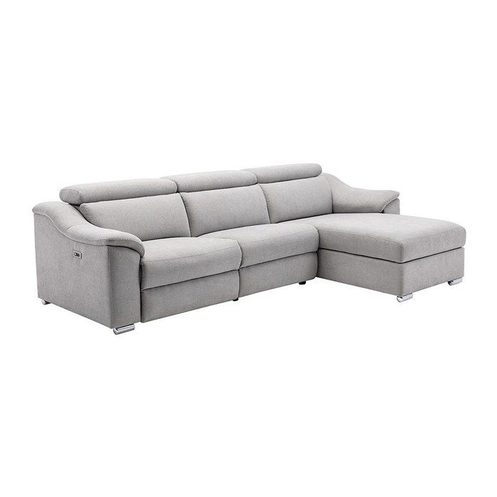 Canapé dangle relax électrique en tissu gris clair PEDRERA - Angle droit