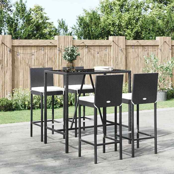 vidaXL Ensemble de bar de jardin 5 pcs Résine Tressée - vue 4
